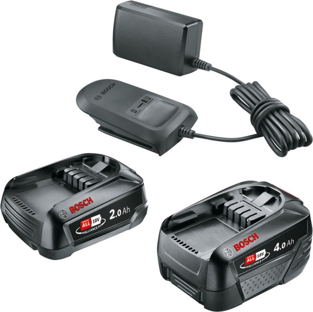 Bosch 18V Li-ion batteriladersett, 2,0 Ah + 4,0 Ah batterier og AL 18V-20 lader i gruppen HJEM, HUS OG HAGE / Verktøy / Batterier til Elektroverktøy hos TP E-commerce Nordic AB (C69514)