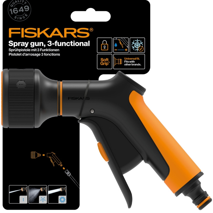 Fiskars 3-funksjons sprinklerpistol. front tr i gruppen HJEM, HUS OG HAGE / Hageprodukter / Hageredskap hos TP E-commerce Nordic AB (C69558)