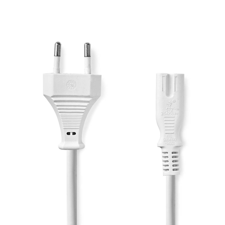 Nedis Strømkabel | Euro Hann | IEC-320-C7 | Rett | Rett | Nikkel belagt | 2.00 m | Flatt | PVC | Hvit | Label i gruppen Datautstyr / Kabler og adaptere / elektriske kabler hos TP E-commerce Nordic AB (C69710)