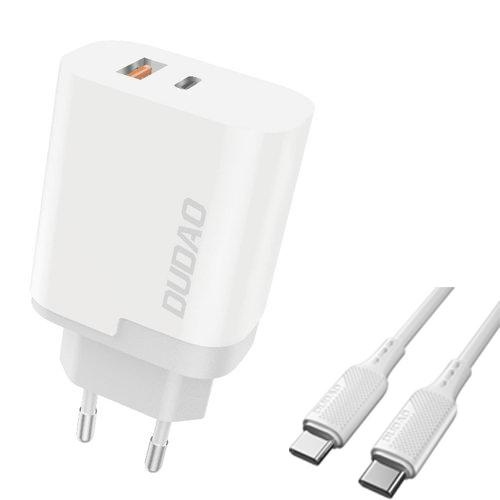 Dudao A6XSEUT Adapter 22,5Watt 1xUSB-C + 1xUSB-A (1 m USB-C til USB-C-kabel inkludert) i gruppen SMARTTELEFON & NETTBRETT / Ladere og Kabler / Vegglader / Vegglader Type C hos TP E-commerce Nordic AB (C70278)