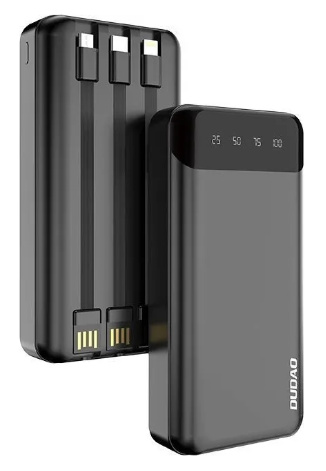 Dudao romslig powerbank med 3 innebygde kabler 20000mAh USB Type C + micro USB + Lightning svart (Dudao K6Pro+) i gruppen SMARTTELEFON & NETTBRETT / Ladere og Kabler / Powerbanks hos TP E-commerce Nordic AB (C70285)
