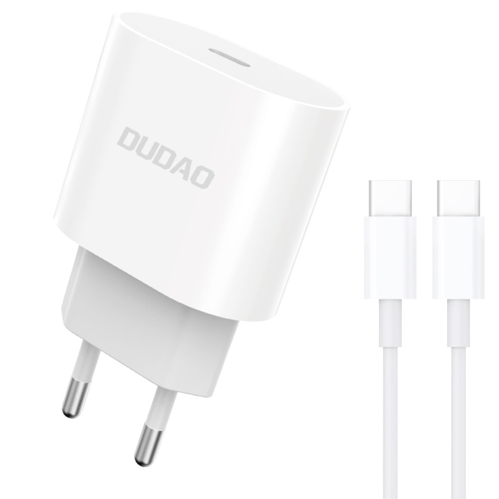 Dudao A8SEU-1M Adapter 20Watt 1xUSB-C (1 m USB-C til USB-C-kabel inkludert) i gruppen SMARTTELEFON & NETTBRETT / Ladere og Kabler / Vegglader / Vegglader Type C hos TP E-commerce Nordic AB (C70303)