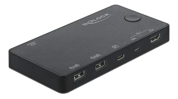 DeLOCK HDMI / USB-C™ KVM-bryter 4K 60 Hz med USB 2.0 i gruppen Elektronikk / Kabler og adaptere / HDMI / Adaptere hos TP E-commerce Nordic AB (C70468)