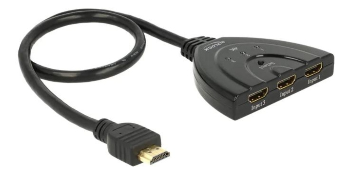 DeLOCK HDMI UHD Switch 3xHDMI>1xHDMI ut 4K integrert kabel 50 cm i gruppen Elektronikk / Kabler og adaptere / HDMI / Adaptere hos TP E-commerce Nordic AB (C70494)