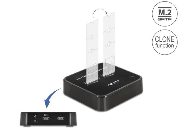 DeLOCK M.2-dokkingstasjon for 2 x M.2 SATA SSD med kloningsfunksjon i gruppen Datautstyr / Bærbare datamaskiner og tilbehør / Dokkingstasjoner hos TP E-commerce Nordic AB (C70503)
