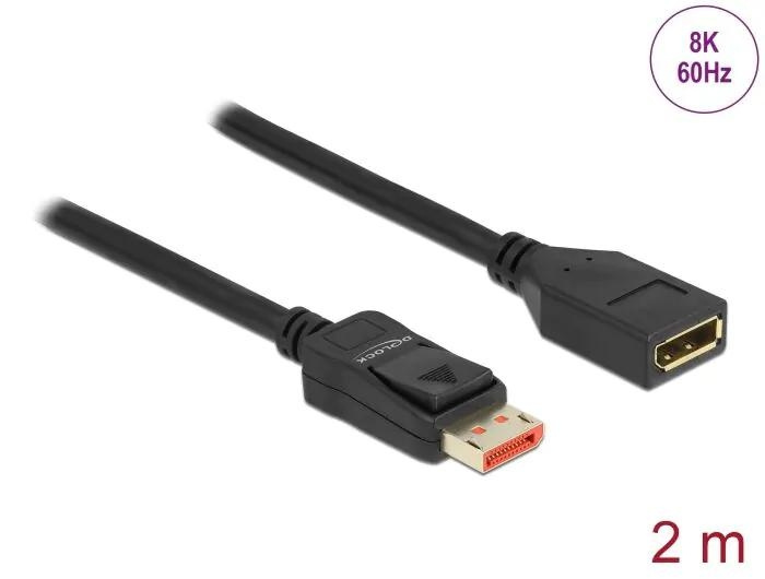 DeLOCK DisplayPort-forlengelseskabel 8K 60 Hz 2 m i gruppen Datautstyr / Kabler og adaptere / DisplayPort / Kabler hos TP E-commerce Nordic AB (C70533)