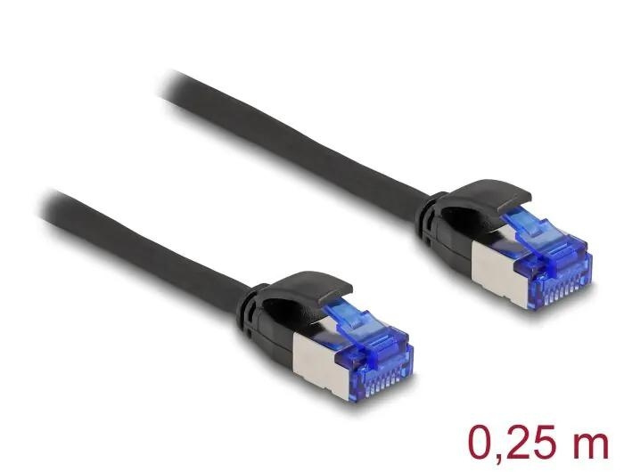 DeLOCK RJ45 nettverkskabel Cat.6A S/FTP Slim 0,25 m svart i gruppen Datautstyr / Kabler og adaptere / Nettverk / Cat6 hos TP E-commerce Nordic AB (C70534)