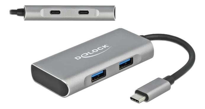 DeLOCK Ekstern USB 3.2 Gen 2 USB Type-C-nav 2 x USBA og 2 x USBC i gruppen Datautstyr / Datamaskin Tilbehør / USB-Hubs hos TP E-commerce Nordic AB (C70609)