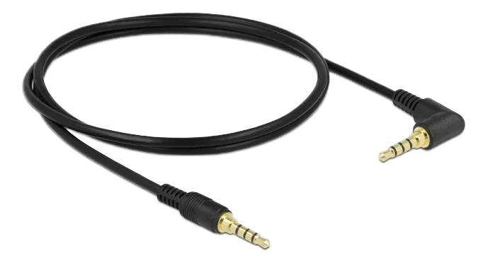 DeLOCK Stereo jack cable 3.5 mm 4 pin male > male angled 1 m black i gruppen Elektronikk / Kabler og adaptere / Lyd analog / 3,5 mm hos TP E-commerce Nordic AB (C70711)