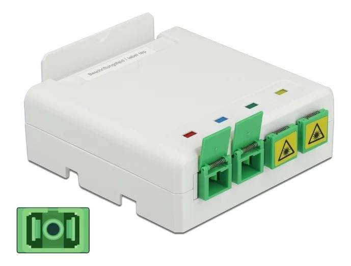 DeLOCK Tilkoblingsboks for optisk fiber DIN-skinne 4xSC Simplex LC Duplex i gruppen Datautstyr / Kabler og adaptere / Nettverk / Adaptere og koblinger hos TP E-commerce Nordic AB (C70728)