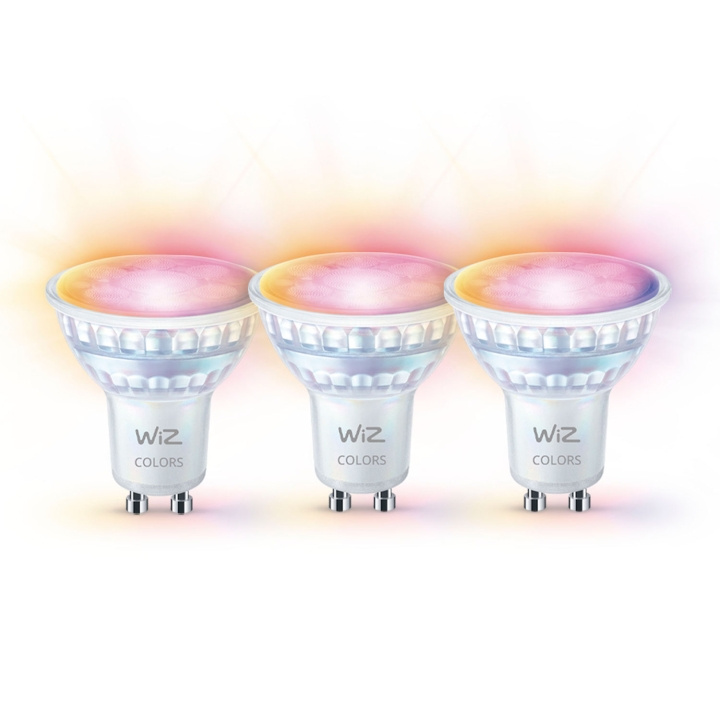 WiZ WiFi Smart LED GU10 50W 345lm farge + varm-kaldhvit 3-pakning i gruppen Elektronikk / Lys / LED-lys hos TP E-commerce Nordic AB (C74697)