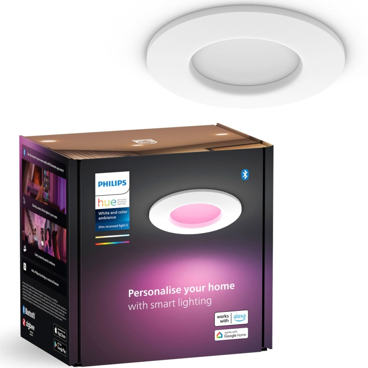 Philips Hue Slim Downlight S 90mm Hvit og Colour Ambiance Hvit 1-pk i gruppen Elektronikk / Lys / Taklamper hos TP E-commerce Nordic AB (C74714)