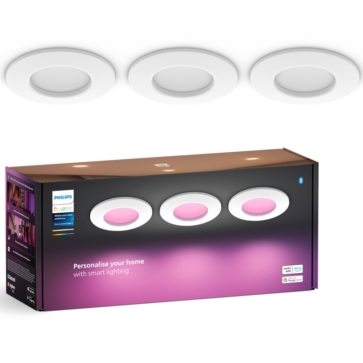 Philips Hue Slim Downlight S 90mm Hvit og Colour Ambiance Hvit 3-pk i gruppen Elektronikk / Lys / Taklamper hos TP E-commerce Nordic AB (C74715)