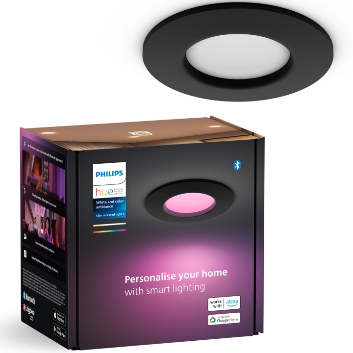 Philips Hue Slim Downlight S 90mm Hvit og Colour Ambiance Svart 1-pk i gruppen Elektronikk / Lys / Taklamper hos TP E-commerce Nordic AB (C74716)