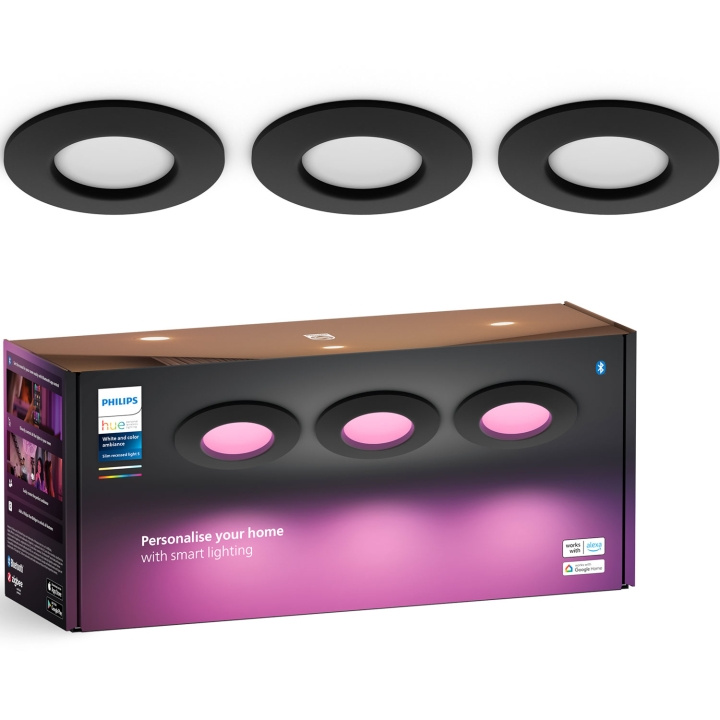 Philips Hue Slim Downlight S 90mm Hvit og Colour Ambiance Svart 3-pk i gruppen Elektronikk / Lys / Taklamper hos TP E-commerce Nordic AB (C74717)