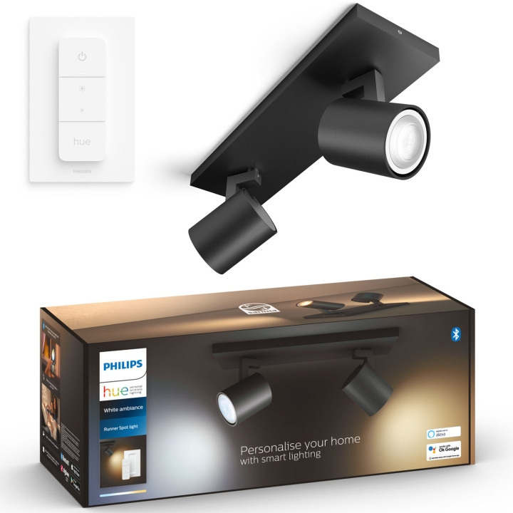 Philips Hue Runner White Ambiance 2 spot 800 lm Svart i gruppen Elektronikk / Lys / Taklamper hos TP E-commerce Nordic AB (C74720)