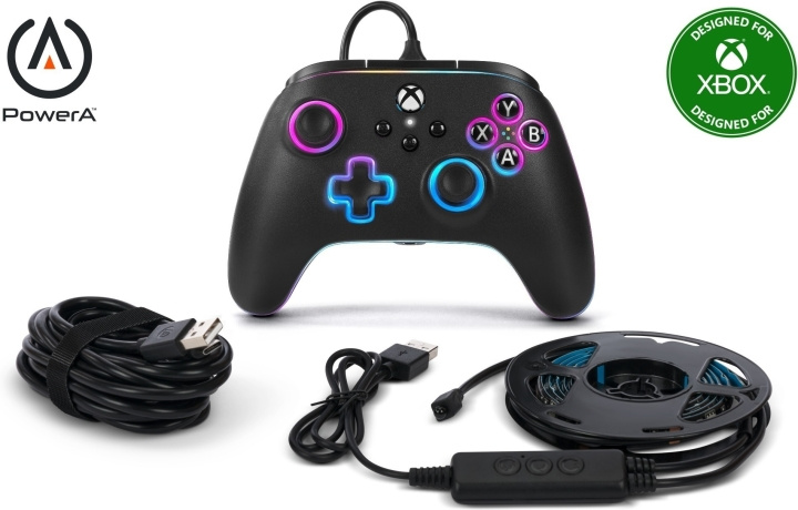 PowerA Lumectra Advantage kablet kontroller, svart + RGB LED-bånd, Xbox / PC i gruppen Elektronikk / TV-spill & tilbehør / Xbox Series X / Tilbehør hos TP E-commerce Nordic AB (C75413)