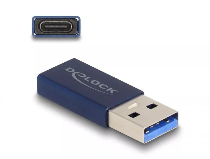 DeLOCK USB 10 Gbps USB Type-A male to USB Type-C active female blue i gruppen Datautstyr / Kabler og adaptere / USB / USB-A / Adaptere hos TP E-commerce Nordic AB (C75533)