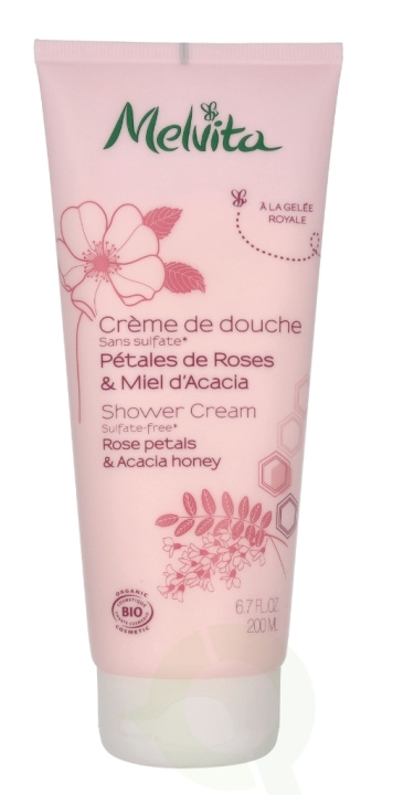 Melvita Shower Cream - Rose Petals&Acacia Honey 200 ml i gruppen HELSE OG SKJØNNHET / Hudpleie / Kroppspleie / Bad- og dusjkrem hos TP E-commerce Nordic AB (C75996)