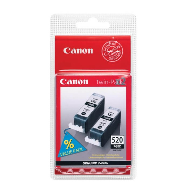 Canon Ink 2932B019 PGI-520 Black Twin-pack i gruppen Datautstyr / Skrivere og tilbehør / Blekk og toner / Blekkpatroner / Canon hos TP E-commerce Nordic AB (C76495)