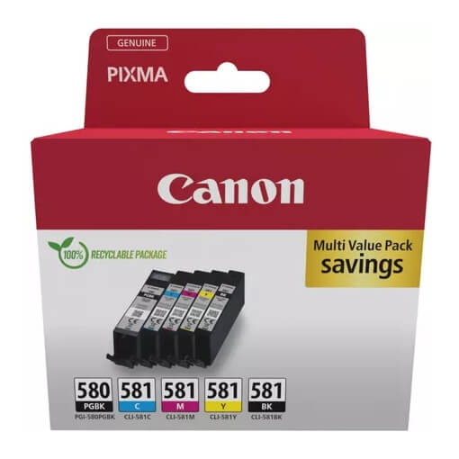 Canon Blekk 2078C005 PGI-580/CLI-581 Multipack i gruppen Datautstyr / Skrivere og tilbehør / Blekk og toner / Blekkpatroner / Canon hos TP E-commerce Nordic AB (C76539)