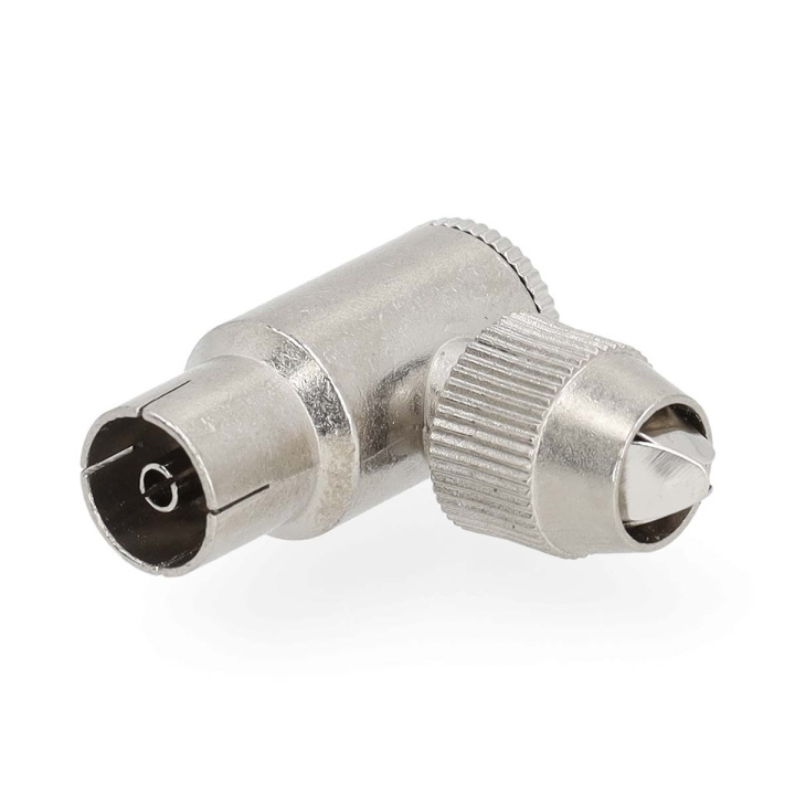 Nedis IEC (koaks) Connector | Vinklet 90° | Hunn | Nikkel belagt | 75 Ohm | Skrue | Kabeltilførselsdiameter: 7.0 mm | Metall | Sølv | 2 stk. | Gift Box with Euro Lock i gruppen Elektronikk / Kabler og adaptere / Antennekabler og tilbehør / Tilbehør hos TP E-commerce Nordic AB (C76688)