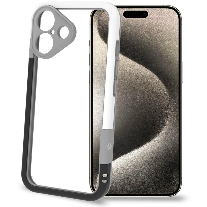 Celly Støtfanger iPhone 16 svart/hvit i gruppen SMARTTELEFON & NETTBRETT / Mobilbeskyttelse / Apple / iPhone 16 hos TP E-commerce Nordic AB (C76761)