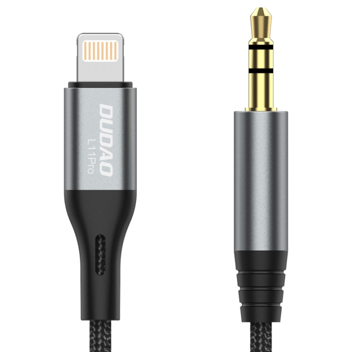 Dudao L11PRO 3.5mm Jack to Lightning cable 1m gray i gruppen SMARTTELEFON & NETTBRETT / Ladere og Kabler / Adaptere hos TP E-commerce Nordic AB (C77134)