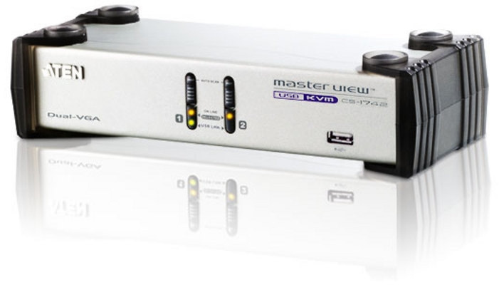 ATEN CS1742 Dual View KVM-bryter i gruppen Datautstyr / Kabler og adaptere / HDMI/VGA/DVI-switcher hos TP E-commerce Nordic AB (C77220)