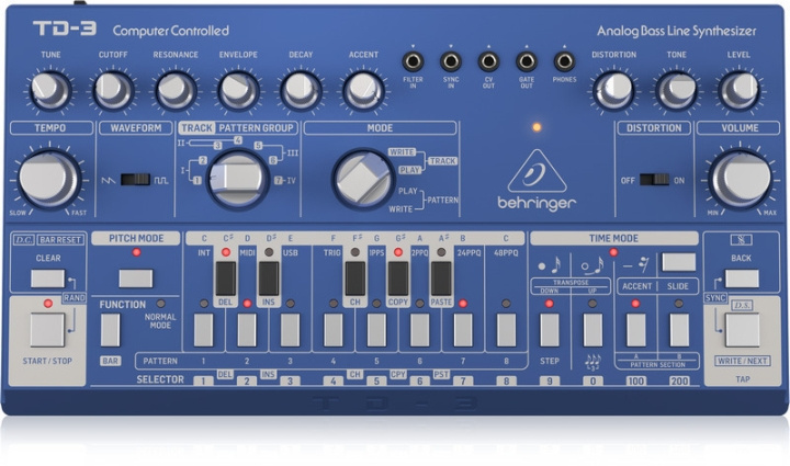 BEHRINGER TD-3-BU synthesizer, blå i gruppen SPORT, FRITID & HOBBY / Hobby / Musikk / Tilbehør til musikkinstrumenter hos TP E-commerce Nordic AB (C78139)