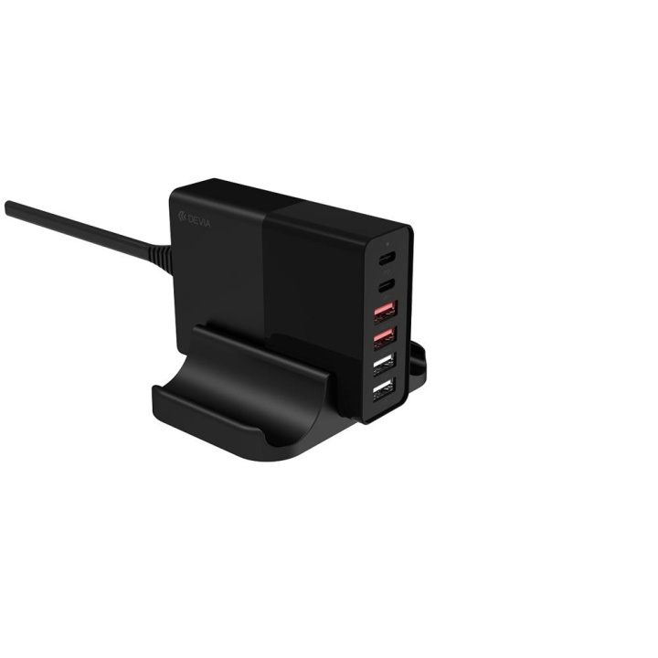 Devia vegglader Extreme PD QC 3.0 75W 2x USB-C 4x USB svart i gruppen SMARTTELEFON & NETTBRETT / Ladere og Kabler / Vegglader / Vegglader USB hos TP E-commerce Nordic AB (C78605)