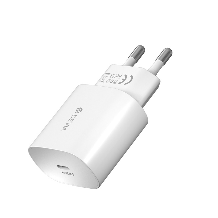 Devia vegglader Smart PD 25W 1x USB-C hvit + kabel USB-C - USB-C i gruppen SMARTTELEFON & NETTBRETT / Ladere og Kabler / Vegglader / Vegglader Type C hos TP E-commerce Nordic AB (C78645)