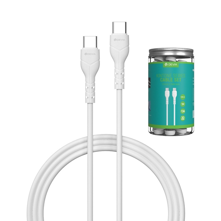 Devia kabel Kintone EC151 USB-C - USB-C 1,0 m 3A hvit sett 30 stk i gruppen SMARTTELEFON & NETTBRETT / Ladere og Kabler / Kabler / Kabler type C hos TP E-commerce Nordic AB (C78651)