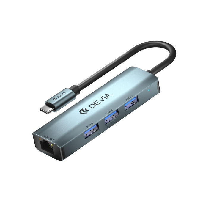 Devia adapter HUB 4in1 EC621 USB-C 3.1 til 3x USB 3.0 + RJ45 dyp grå i gruppen Datautstyr / Datamaskin Tilbehør / USB-Hubs hos TP E-commerce Nordic AB (C78658)