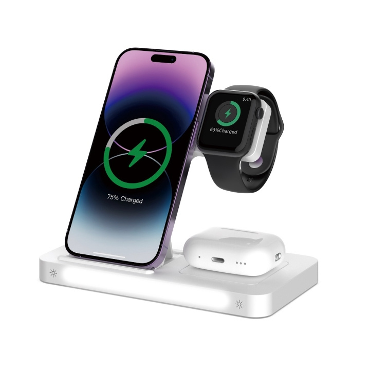 Devia trådløs lader 3in1 Smart 15W hvit med lampe i gruppen SMARTTELEFON & NETTBRETT / Ladere og Kabler / Trådløs lader QI hos TP E-commerce Nordic AB (C78665)