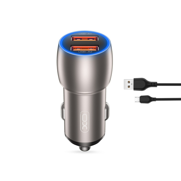 Xo billader CC52 QC 36W 2x USB grå + microUSB-kabel i gruppen SMARTTELEFON & NETTBRETT / Ladere og Kabler / Billader / Billader microUSB hos TP E-commerce Nordic AB (C79248)