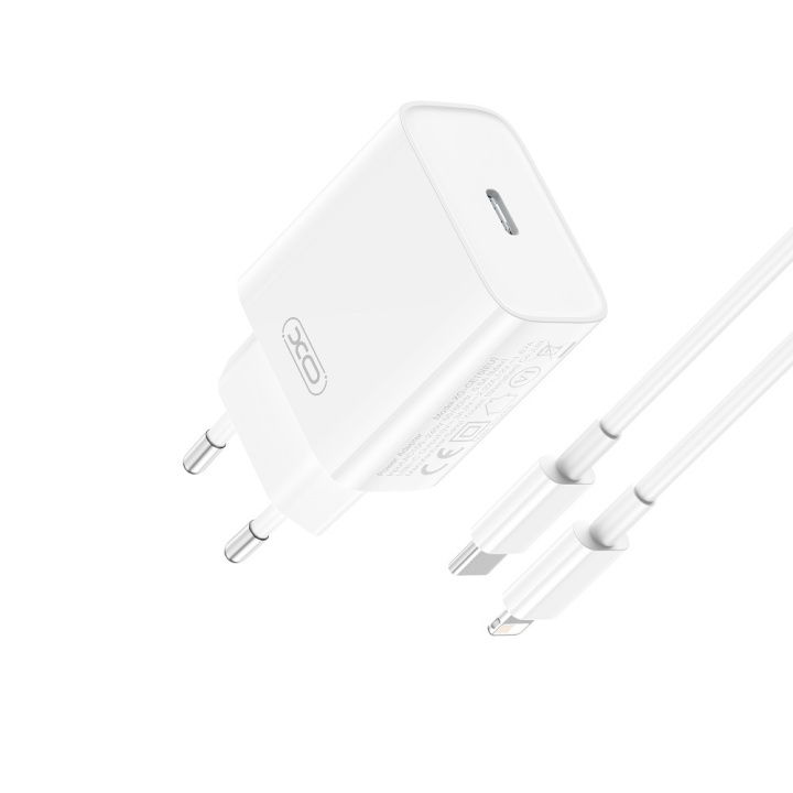 Xo vegglader CE15 PD 20W 1x USB-C hvit + USB-C - Lightning-kabel i gruppen SMARTTELEFON & NETTBRETT / Ladere og Kabler / Vegglader / Vegglader Type C hos TP E-commerce Nordic AB (C79270)