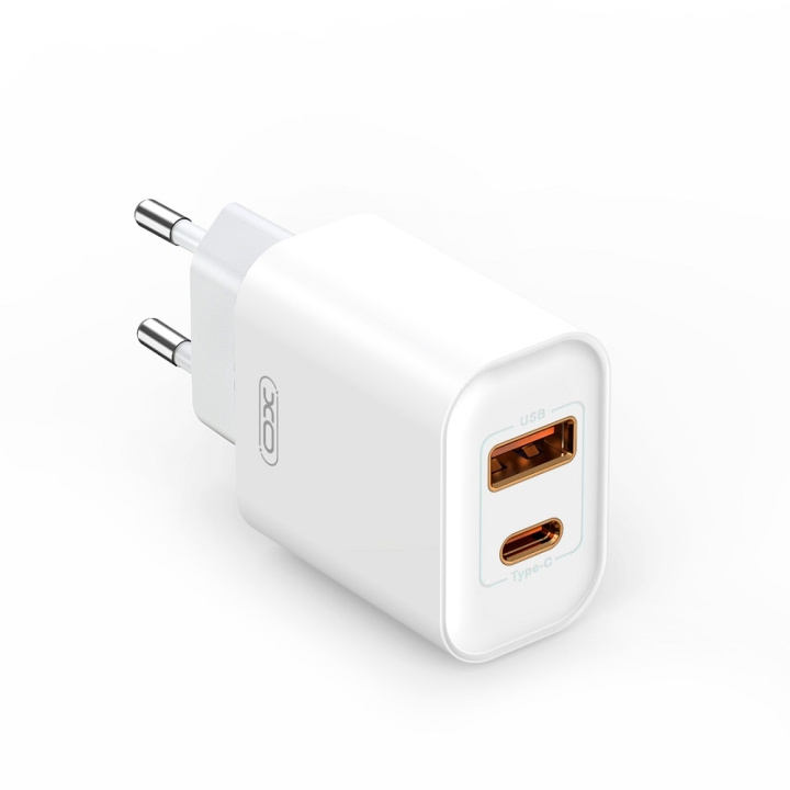 Xo vegglader CE12 PD QC 3.0 20W 1x USB 1x USB-C hvit i gruppen SMARTTELEFON & NETTBRETT / Ladere og Kabler / Vegglader / Vegglader Type C hos TP E-commerce Nordic AB (C79271)