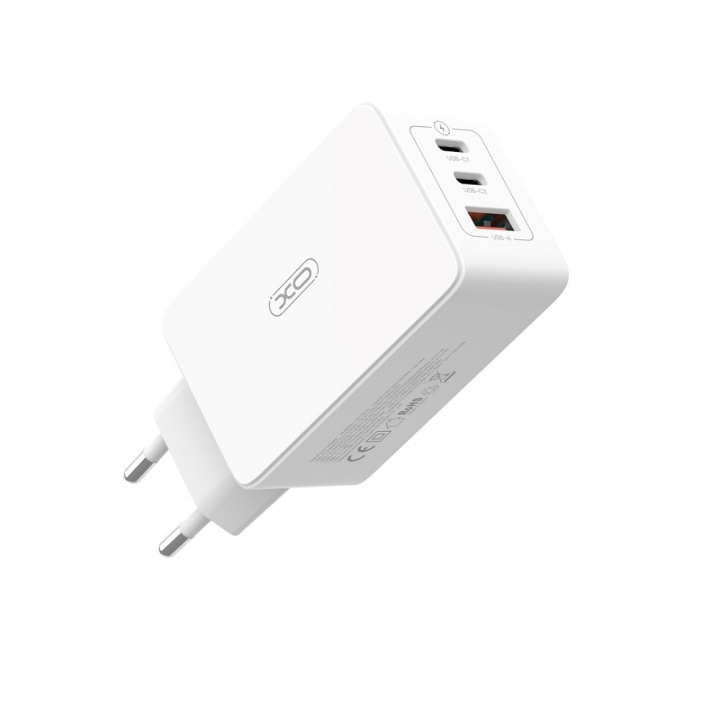 Xo vegglader CE13 PD QC 3.0 65W 1x USB 2x USB-C hvit i gruppen SMARTTELEFON & NETTBRETT / Ladere og Kabler / Vegglader / Vegglader Type C hos TP E-commerce Nordic AB (C79276)
