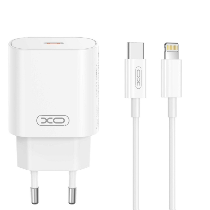 Xo vegglader CE25 PD 25W 1x USB-C hvit + kabel USB-C - Lightning i gruppen SMARTTELEFON & NETTBRETT / Ladere og Kabler / Vegglader / Vegglader Lightning hos TP E-commerce Nordic AB (C79319)
