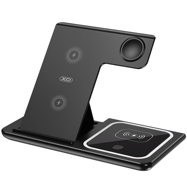Xo trådløs induktiv lader WX023 15W svart 3-i-1 i gruppen SMARTTELEFON & NETTBRETT / Ladere og Kabler / Trådløs lader QI hos TP E-commerce Nordic AB (C79324)