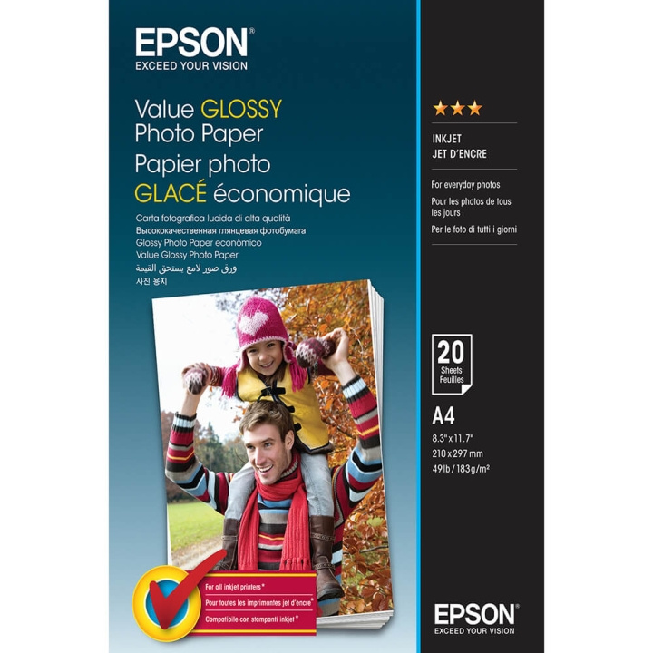 Epson A4 Value Glossy Photo Paper A4 - 20 sheets i gruppen Elektronikk / Foto og video / Fotograferingsutstyr / Annet hos TP E-commerce Nordic AB (C79457)