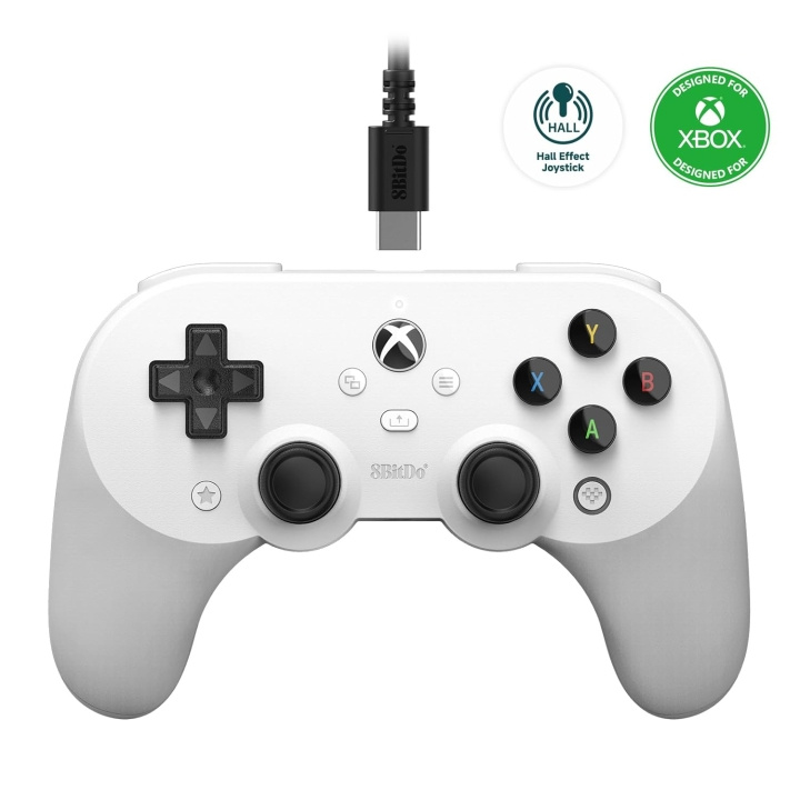 8Bitdo Pro 2 kablet Xbox Gamepad hvit i gruppen Elektronikk / TV-spill & tilbehør / Xbox Series X / Tilbehør hos TP E-commerce Nordic AB (C80904)