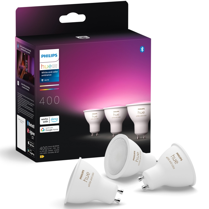 Philips Hue Hue White and Colour Ambiance GU10 400lm 3-pk i gruppen Elektronikk / Lys / LED-lys hos TP E-commerce Nordic AB (C81445)
