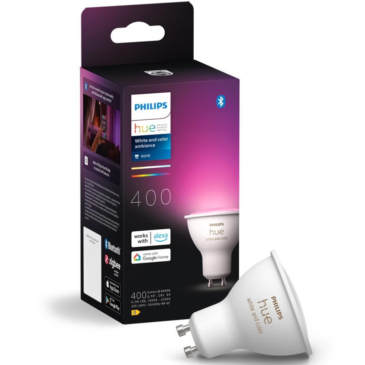 Philips Hue White and Colour Ambiance GU10 400lm 1-pk i gruppen Elektronikk / Lys / LED-lys hos TP E-commerce Nordic AB (C81475)