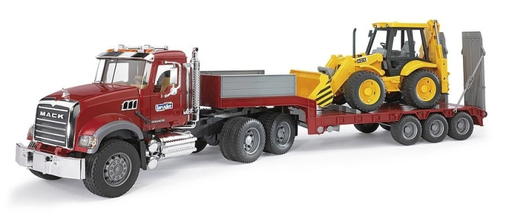 Bruder Brother MACK granittlastebil med lavlaster og JCB 4CX traktorgraver (02813) i gruppen LEKER, BARN OG BABY / Leker / Lekebiler hos TP E-commerce Nordic AB (C83637)