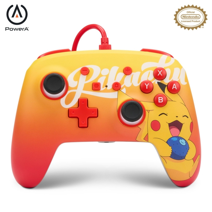 PowerA NSW ENH Wired Controller - Oran Berry Pikachu / Nintendo Switch i gruppen Elektronikk / TV-spill & tilbehør / Nintendo Switch / Tilbehør hos TP E-commerce Nordic AB (C85475)