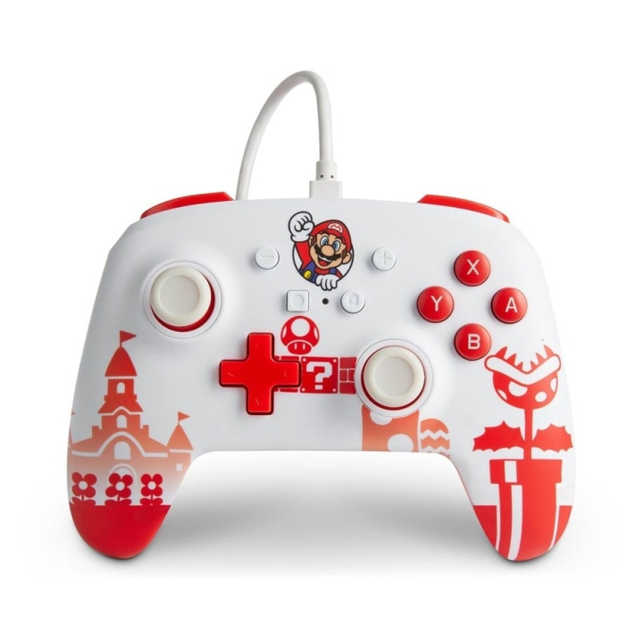 PowerA Enhanced Wired Controller for Nintendo Switch - Mario Red/White i gruppen Elektronikk / TV-spill & tilbehør / Nintendo Switch / Tilbehør hos TP E-commerce Nordic AB (C85485)