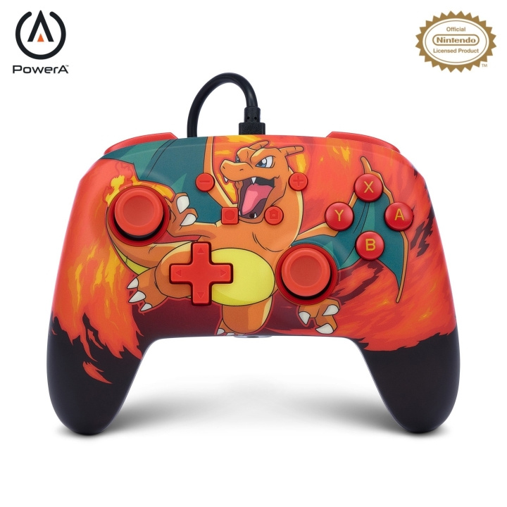 PowerA Forbedret kablet kontroller - Nintendo Switch - Charizard Vortex i gruppen Elektronikk / TV-spill & tilbehør / Nintendo Switch / Tilbehør hos TP E-commerce Nordic AB (C86203)