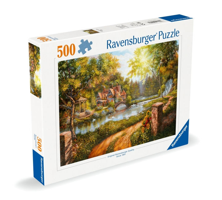 Ravensburger Puzzle Cottage ved elven 500p (12000218) i gruppen SPORT, FRITID & HOBBY / Hobby / Puslespill hos TP E-commerce Nordic AB (C86416)